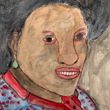 M.C. 5 Cent Jones Watercolor Portrait of His Wife in Red and Blue