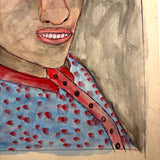 M.C. 5 Cent Jones Watercolor Portrait of His Wife in Red and Blue