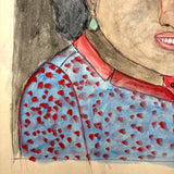 M.C. 5 Cent Jones Watercolor Portrait of His Wife in Red and Blue