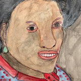 M.C. 5 Cent Jones Watercolor Portrait of His Wife in Red and Blue