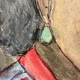 M.C. 5 Cent Jones Watercolor Portrait of His Wife in Red and Blue