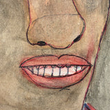 M.C. 5 Cent Jones Watercolor Portrait of His Wife in Red and Blue