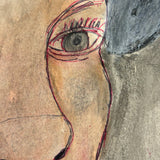 M.C. 5 Cent Jones Watercolor Portrait of His Wife in Red and Blue