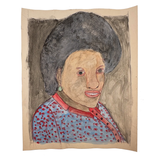 M.C. 5 Cent Jones Watercolor Portrait of His Wife in Red and Blue