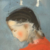 SOLD 19th C. Reverse Glass Portrait of Woman in Red, White and Blue