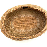 Charming Macah-Nootka Bear Grass Basket with Marching Black Ducks and Plaited Lid