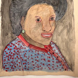 M.C. 5 Cent Jones Watercolor Portrait of His Wife in Red and Blue