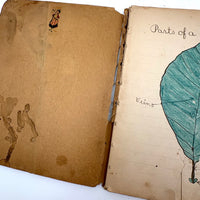 Adeline's 1902 School Notebook with Leaf Drawings, Songs, Poems, and More