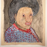 M.C. 5 Cent Jones Watercolor Portrait of His Wife in Red and Blue