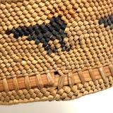 Charming Macah-Nootka Bear Grass Basket with Marching Black Ducks and Plaited Lid