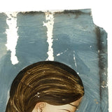 SOLD 19th C. Reverse Glass Portrait of Woman in Red, White and Blue