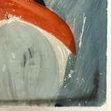 SOLD 19th C. Reverse Glass Portrait of Woman in Red, White and Blue