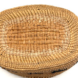 Charming Macah-Nootka Bear Grass Basket with Marching Black Ducks and Plaited Lid