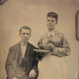 Beatific Wife Subtly Pointing Knife at Husband, Wonderfully Subversive Feeling Antique Sixth Plate Tintype