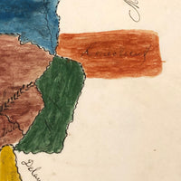 Ellie Acker's c. 1840s Watercolor Map of Four Middle States Plus Maryland and Virigina