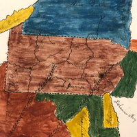 Ellie Acker's c. 1840s Watercolor Map of Four Middle States Plus Maryland and Virigina
