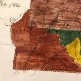 Ellie Acker's c. 1840s Watercolor Map of Four Middle States Plus Maryland and Virigina