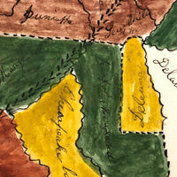 Ellie Acker's c. 1840s Watercolor Map of Four Middle States Plus Maryland and Virigina