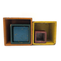 Colorful Set of Five Handmade Pennsylvania Painted Nesting Boxes