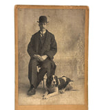 Man in Bowler with Pointer, Moody Antique Cabinet Card, Red Bank, NJ