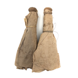 Ultra Spare, Very Beautiful Pair of Antique Clothes Pin Dolls in Wrapped Paper Dresses