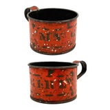 Wonderful 19th Century Tole Painted My Girl Cup in Perfect Red Paint