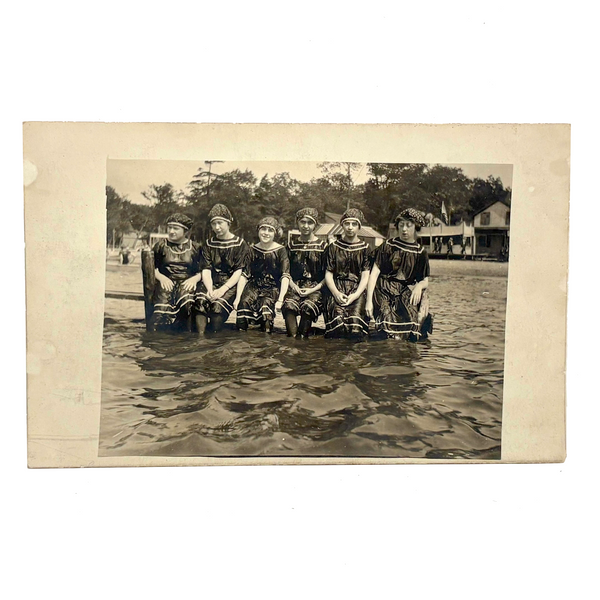 Six Bathing Beauties, Antique Real Photo Postcard