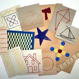 Sweet 1930s Kindergarten Lot: Yarn Drawings, Paper Weaving, More