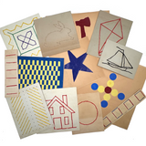 Sweet 1930s Kindergarten Lot: Yarn Drawings, Paper Weaving, More