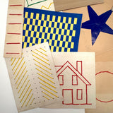Sweet 1930s Kindergarten Lot: Yarn Drawings, Paper Weaving, More