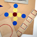 Sweet 1930s Kindergarten Lot: Yarn Drawings, Paper Weaving, More