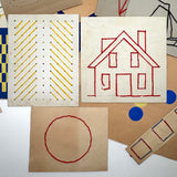 Sweet 1930s Kindergarten Lot: Yarn Drawings, Paper Weaving, More