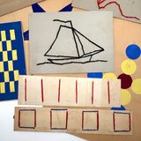 Sweet 1930s Kindergarten Lot: Yarn Drawings, Paper Weaving, More