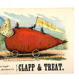 Return from the Insect Fair, Very Scarce Clapp and Treat Seeds Trade Card, Hartford CT, 1890s