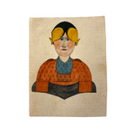 Marvelous Small Portrait of Woman in Dutch Fresian "Ear Iron"Headdress, 19th Century Watercolor Portrait on Laid