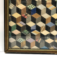 Tumbling Blocks Large Quilt Square, Framed