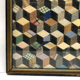Tumbling Blocks Large Quilt Square, Framed