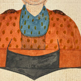 Marvelous Small Portrait of Woman in Dutch Fresian "Ear Iron"Headdress, 19th Century Watercolor Portrait on Laid