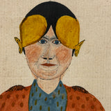 Marvelous Small Portrait of Woman in Dutch Fresian "Ear Iron"Headdress, 19th Century Watercolor Portrait on Laid