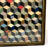 Tumbling Blocks Large Quilt Square, Framed