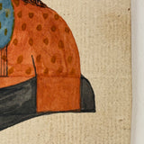 Marvelous Small Portrait of Woman in Dutch Fresian "Ear Iron"Headdress, 19th Century Watercolor Portrait on Laid