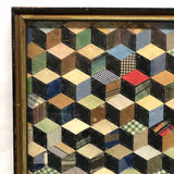 Tumbling Blocks Large Quilt Square, Framed