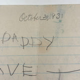 We Saw Planes Go Up and Down, 1931 Hand-written Letter to Daddy, More on Reverse