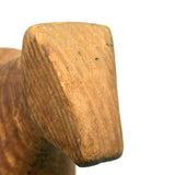 Sweet Old Hand-Carved Pine Bovine with Warm Patina and Wrapped Tail