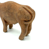 Sweet Old Hand-Carved Pine Bovine with Warm Patina and Wrapped Tail