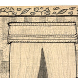 Charming Naive Ink and Graphite Interior Drawing With Pattern Everywhere, Earlier 20th Century