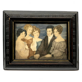 Very Fine 1840s Miniature Family Portrait Watercolor Signed William Bone