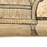 Charming Naive Ink and Graphite Interior Drawing With Pattern Everywhere, Earlier 20th Century