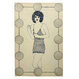 Electric Feeling Blue Ink Pin Up with Wide Eyes, Claw-like Hands, and Great Patterns