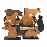 Flock of Old Wooden Cutout Animals